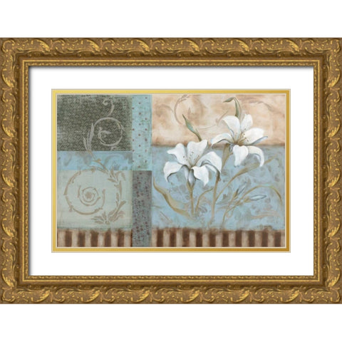 Crystal Blue Lily Gold Ornate Wood Framed Art Print with Double Matting by Robinson, Carol