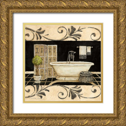 Ebony and Ivory Bath I Gold Ornate Wood Framed Art Print with Double Matting by Olson, Charlene