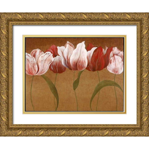 Flower Dance II Gold Ornate Wood Framed Art Print with Double Matting by Tava Studios