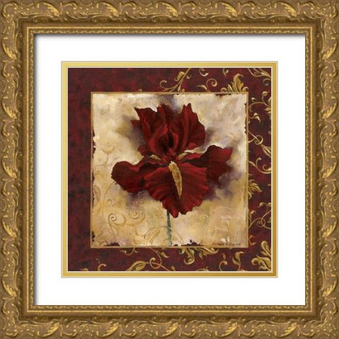 Iris Gold Ornate Wood Framed Art Print with Double Matting by Henson, Richard