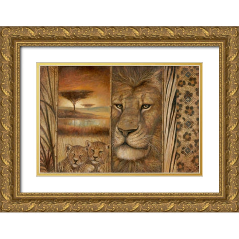Africas Tapestry Gold Ornate Wood Framed Art Print with Double Matting by Manning, Ruane
