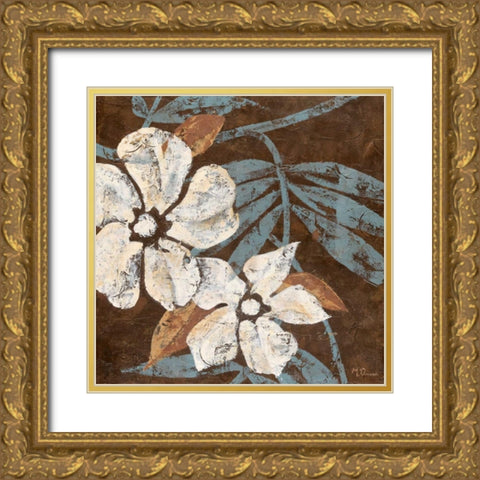 Flowers on Chocolate I Gold Ornate Wood Framed Art Print with Double Matting by Donovan, Maria