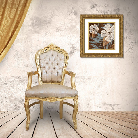 Flwers on Chocolate II Gold Ornate Wood Framed Art Print with Double Matting by Donovan, Maria
