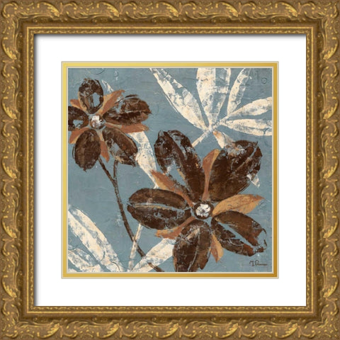 Flowers on Denim III Gold Ornate Wood Framed Art Print with Double Matting by Donovan, Maria