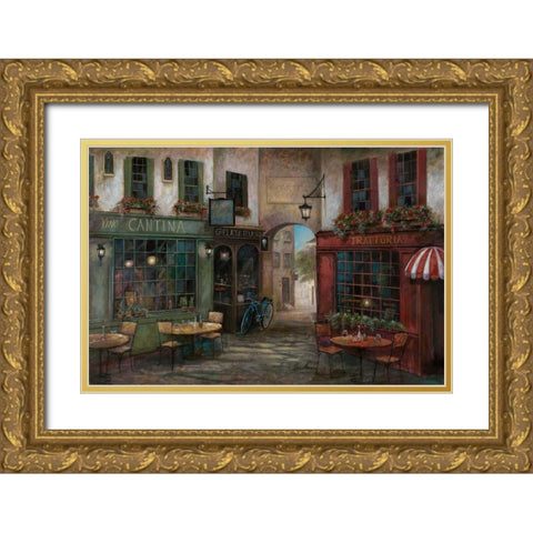 Courtyard Ambiance Gold Ornate Wood Framed Art Print with Double Matting by Manning, Ruane