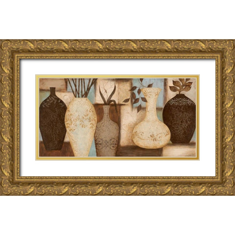 Potters Still Life Gold Ornate Wood Framed Art Print with Double Matting by Carroll, Jane