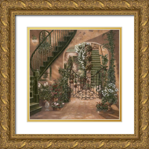 Nolas Courtyard I Gold Ornate Wood Framed Art Print with Double Matting by Brown, Betsy