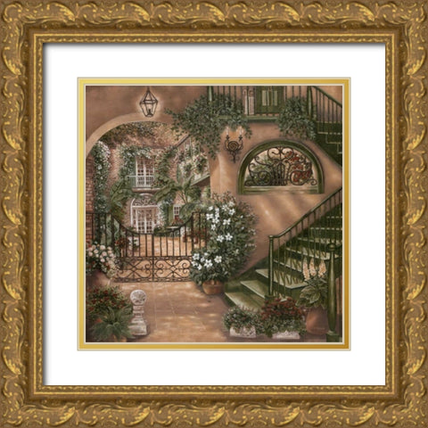 Nolas Courtyard II Gold Ornate Wood Framed Art Print with Double Matting by Brown, Betsy