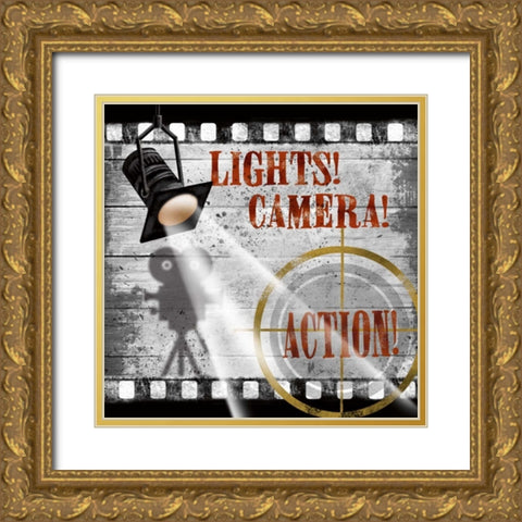 Lights-Camera Gold Ornate Wood Framed Art Print with Double Matting by Knutsen, Conrad