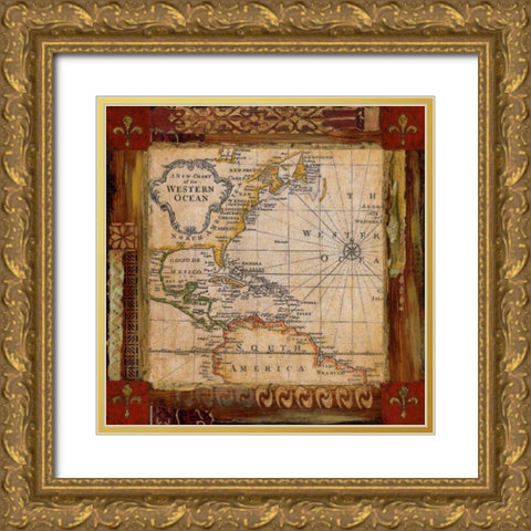 Corners of the Earth Gold Ornate Wood Framed Art Print with Double Matting by Tava Studios