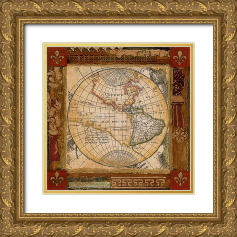 Corners of the Earth Gold Ornate Wood Framed Art Print with Double Matting by Tava Studios