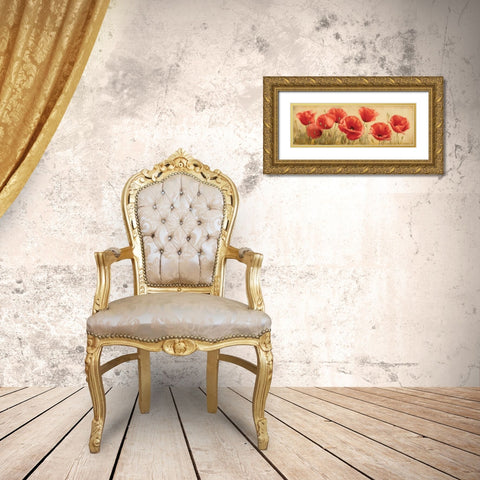 Poppies Grace I Gold Ornate Wood Framed Art Print with Double Matting by Levashov, Igor