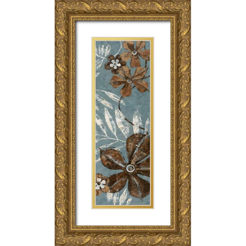 Denim Garden I Gold Ornate Wood Framed Art Print with Double Matting by Donovan, Maria