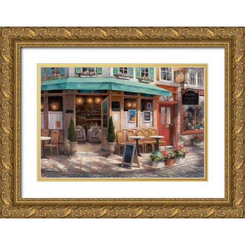 Cafe Beuchons Gold Ornate Wood Framed Art Print with Double Matting by Chiu, T.C.