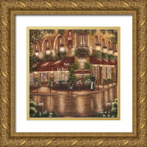 Cafe le Buci Gold Ornate Wood Framed Art Print with Double Matting by Brown, Betsy