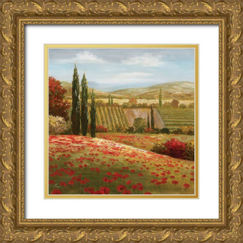 Tuscan Cypress I Gold Ornate Wood Framed Art Print with Double Matting by Nan