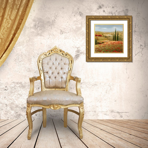 Tuscan Cypress II Gold Ornate Wood Framed Art Print with Double Matting by Nan