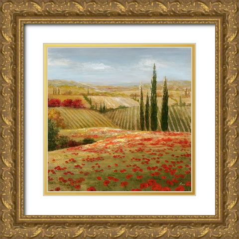 Tuscan Cypress II Gold Ornate Wood Framed Art Print with Double Matting by Nan