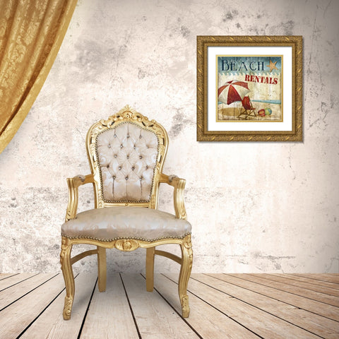 Beach Rentals Gold Ornate Wood Framed Art Print with Double Matting by Knutsen, Conrad