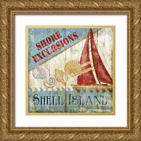 Shell Island Gold Ornate Wood Framed Art Print with Double Matting by Knutsen, Conrad