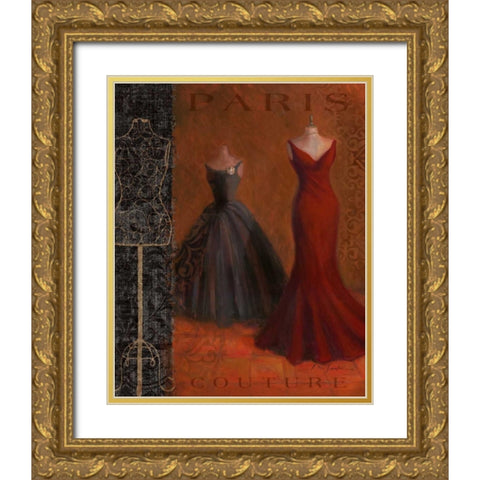 Couture I Gold Ornate Wood Framed Art Print with Double Matting by Hartmann, Lisa