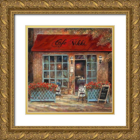 Cafe Nikki Gold Ornate Wood Framed Art Print with Double Matting by Manning, Ruane