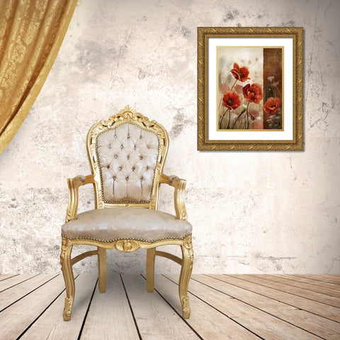 Wild Poppies II Gold Ornate Wood Framed Art Print with Double Matting by Knutsen, Conrad