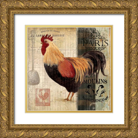 Cockerel II Gold Ornate Wood Framed Art Print with Double Matting by Robinson, Carol