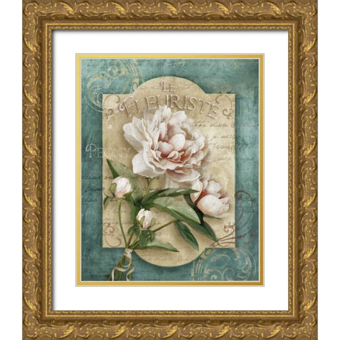 Le Fleuriste Gold Ornate Wood Framed Art Print with Double Matting by Knutsen, Conrad