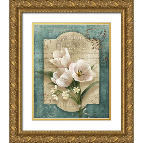Marche aux Fleurs Gold Ornate Wood Framed Art Print with Double Matting by Knutsen, Conrad