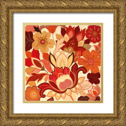 Vermilion Garden II Gold Ornate Wood Framed Art Print with Double Matting by Tava Studios