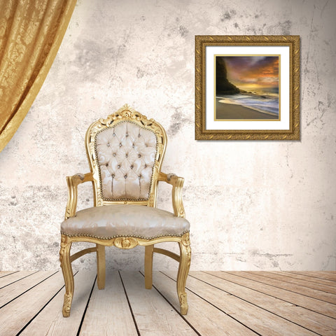 Morning Fire Gold Ornate Wood Framed Art Print with Double Matting by Calascibetta, Mike