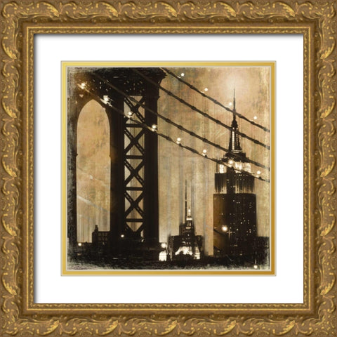 New York Aglow Gold Ornate Wood Framed Art Print with Double Matting by Donovan, Kelly