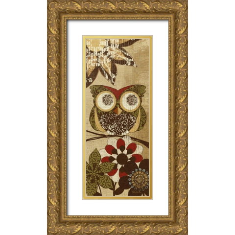 Owls Wisdom I Gold Ornate Wood Framed Art Print with Double Matting by Craven, Katrina