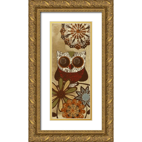 Owls Wisdom II Gold Ornate Wood Framed Art Print with Double Matting by Craven, Katrina