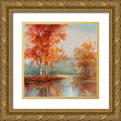Autumns Grace I Gold Ornate Wood Framed Art Print with Double Matting by Chiu, T.C.