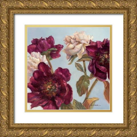 Peony Gold Ornate Wood Framed Art Print with Double Matting by Mathenia, Paul