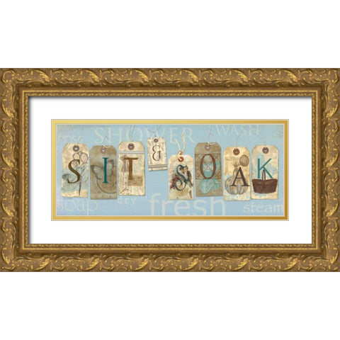 Sit and Soak Gold Ornate Wood Framed Art Print with Double Matting by Robinson, Carol