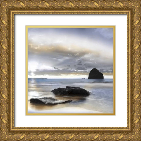 Sunset at Trebarwith Strand Gold Ornate Wood Framed Art Print with Double Matting by Delimont, Danita