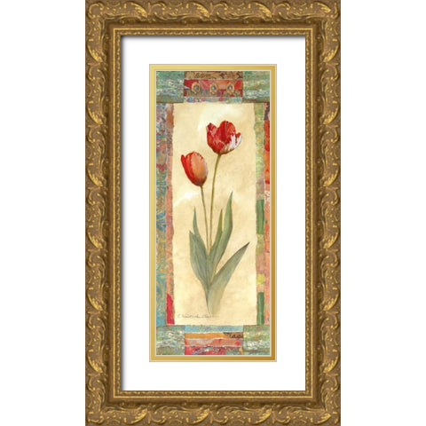 Tulip Montage Gold Ornate Wood Framed Art Print with Double Matting by Olson, Charlene