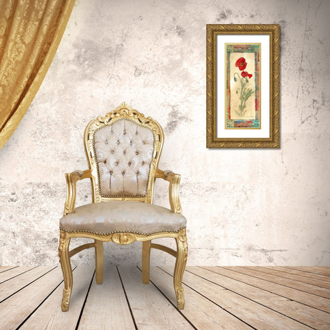 Poppy Montage Gold Ornate Wood Framed Art Print with Double Matting by Olson, Charlene
