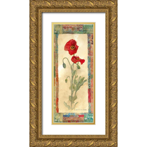 Poppy Montage Gold Ornate Wood Framed Art Print with Double Matting by Olson, Charlene