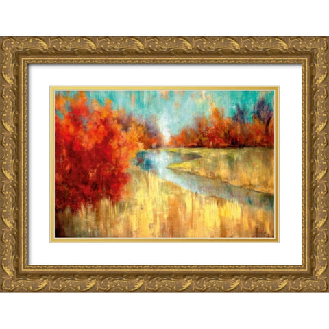 Autumn River Gold Ornate Wood Framed Art Print with Double Matting by Robinson, Carol