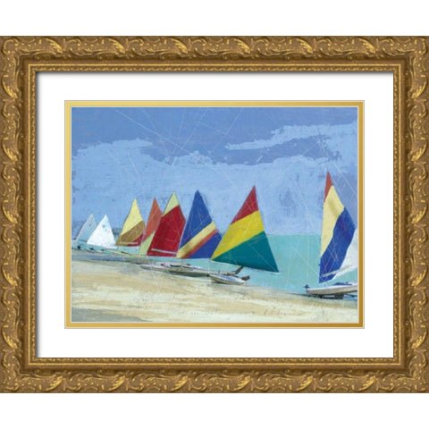 Sailboats Gold Ornate Wood Framed Art Print with Double Matting by Robinson, Carol