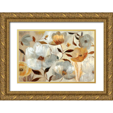 Golden Flower Gold Ornate Wood Framed Art Print with Double Matting by Nan