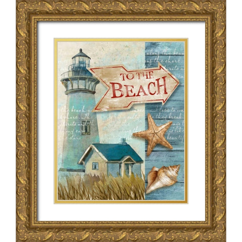 To The Beach Gold Ornate Wood Framed Art Print with Double Matting by Knutsen, Conrad