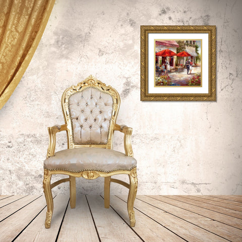 Cafe Afternoon I Gold Ornate Wood Framed Art Print with Double Matting by Nan