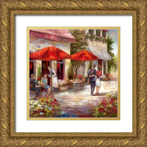 Cafe Afternoon I Gold Ornate Wood Framed Art Print with Double Matting by Nan