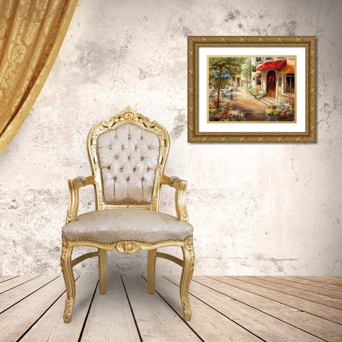 Cafe Afternoon Gold Ornate Wood Framed Art Print with Double Matting by Nan