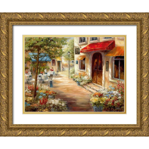 Cafe Afternoon Gold Ornate Wood Framed Art Print with Double Matting by Nan